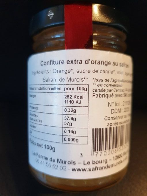 Confiture extra d'oranges au safran